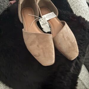 Old Navy Taupe Suede Pointed D'Orsay Flats